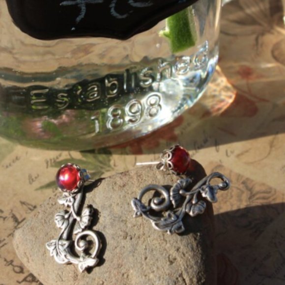 Fire Opal Earrings wear as studs or with Morning Glory Jackets Striking Fire! - Picture 2 of 6